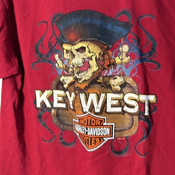 Harley-Davidson EUC red Petersons key west short sleeve tee size medium - Picture 2 of 6